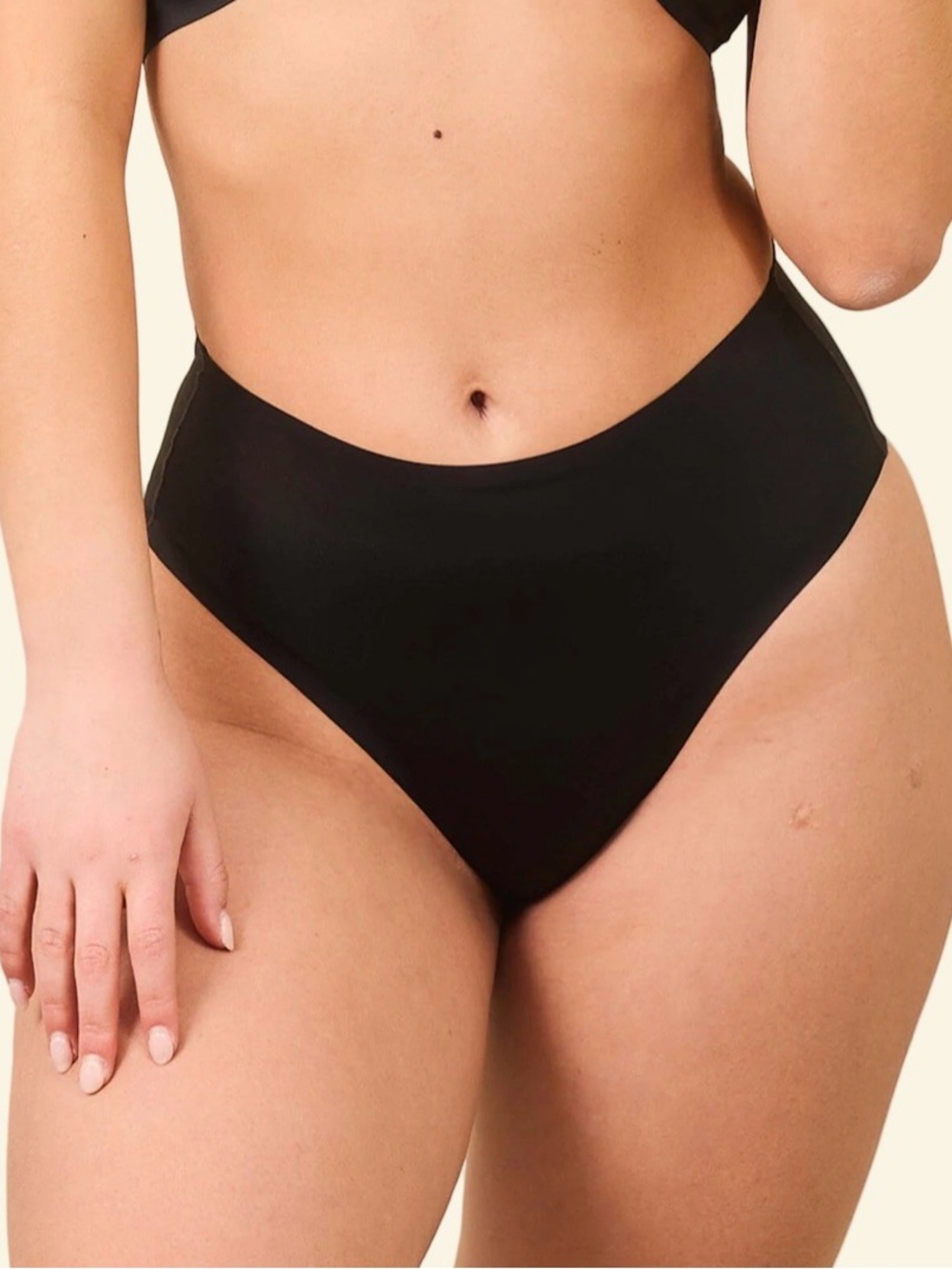 High-Waist Black Bikini Bottom - Women's Swim